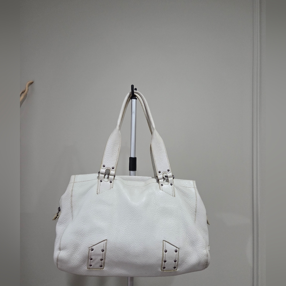Cole Haan Classic White Shoulder Leather Structured Everyday Handbag 16×10in.